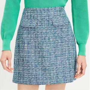 LOFT Blue and White Tweed Mini Skirt